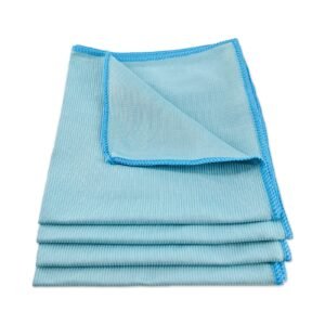 microvezel glasdoek 40x40cm blauw 250gsm per 5 verpakt