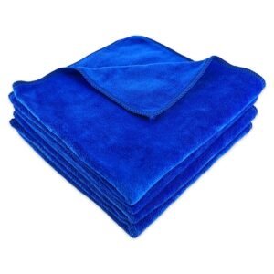 microvezel glasdoek 40x40cm blauw 250gsm per 5 verpakt